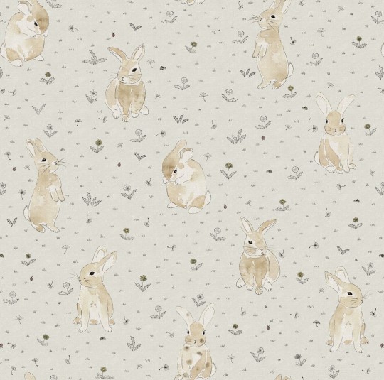 Rebel Walls R18081 Dreamland Bunny Field Sand - tapeta króliki