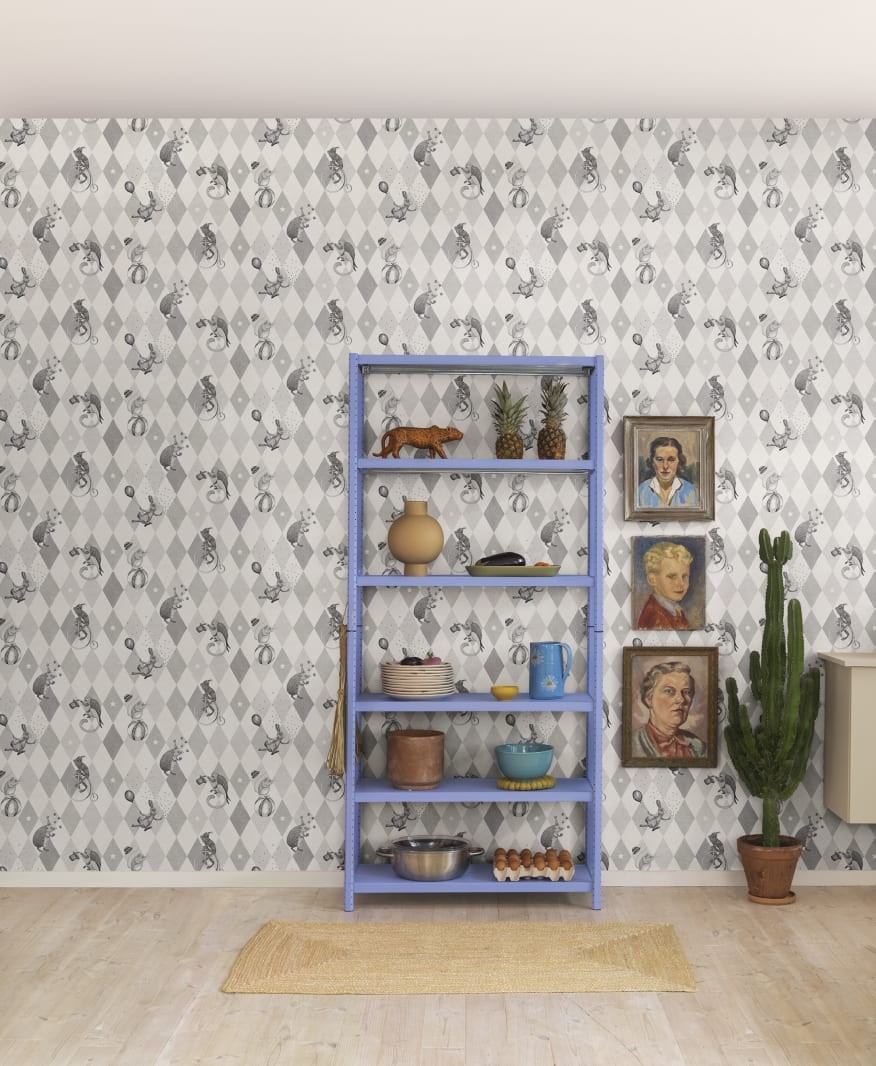 Rebel Walls R18043 Dreamland Circus Corner Graphite - tapeta cyrk