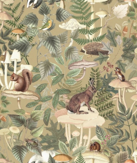Rebel Walls R18003 Dreamland Wildlife Creek Fall - tapeta z domkiem na drzewie