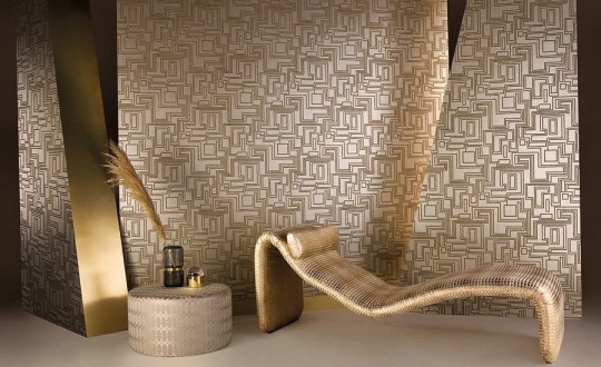 Tapeta Kirkby Design x Eley Kishimoto Electro Maze WK802/08 Gold