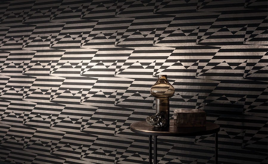 Tapeta Kirkby Design x Eley Kishimoto Stripey Zig Zag Birds WK809/01 Noir