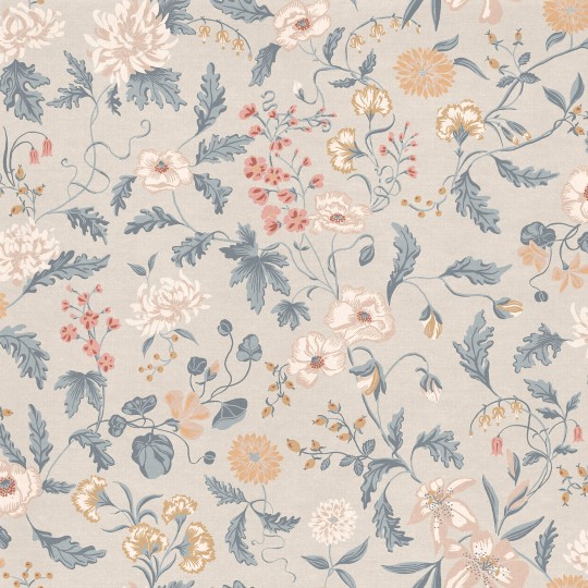 Sandberg S10174 Huset i Solen Suzanne Folklore Blue - mural w kwiaty