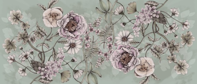 Rebel Walls R18645 Julia Appel Spring Flower Green - mural w kwiaty