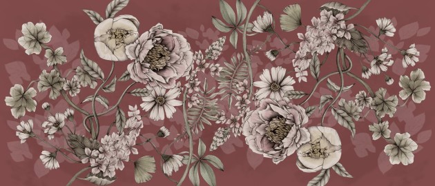 Rebel Walls R18647 Julia Appel Spring Flower Rust - mural w kwiaty