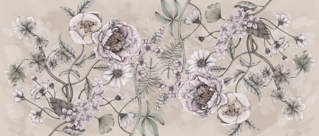 Rebel Walls R18648 Julia Appel Spring Flower Sand - mural w kwiaty