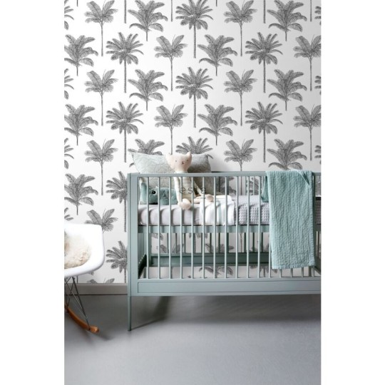 Esta 139162 Paradise - biało-czarna tapeta w palmy