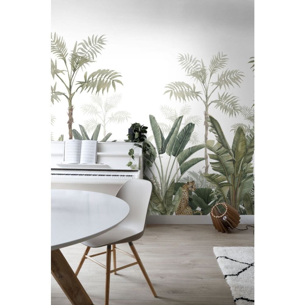 Esta 158951 Paradise - mural z motywem dżungli na białym tle