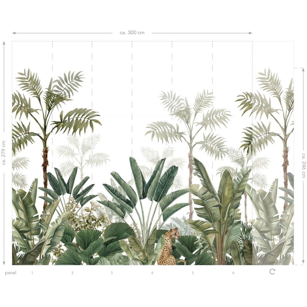 Esta 158951 Paradise - mural z motywem dżungli na białym tle