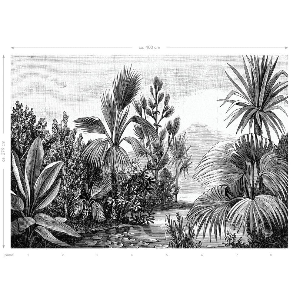 Esta 158953 Paradise - biało-czarny mural tropikalny krajobraz