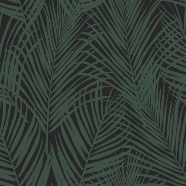Esta 139157 Paradise - tapeta w zielone liście palmy na czarnym tle