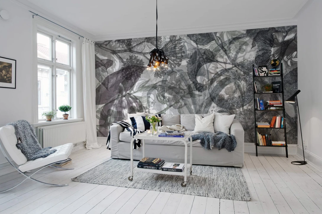 Rebel Walls R12023 Panorama Jelly Belly Plants Black & White - mural kolorowy