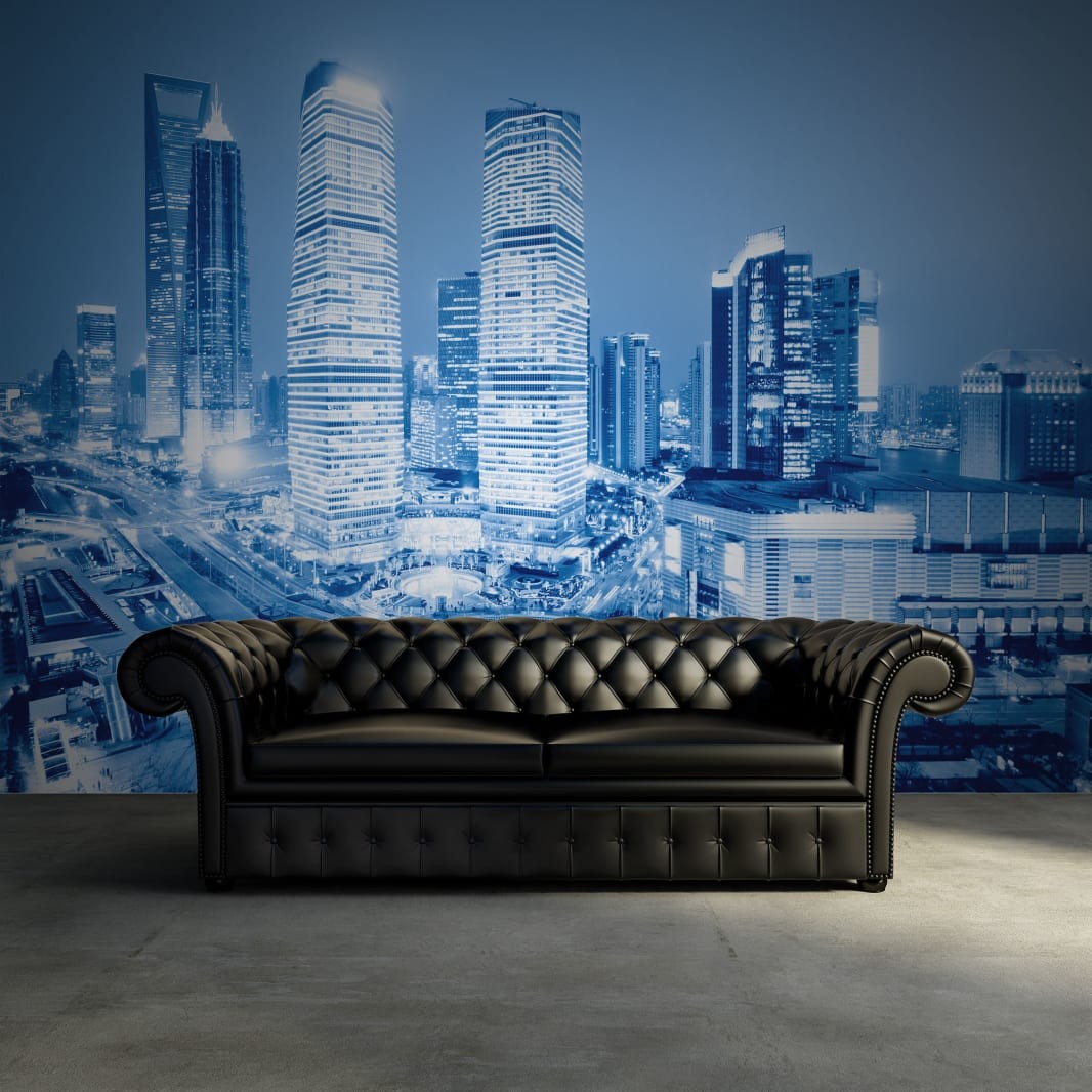 Rebel Walls R11261 Panorama Night in Shanghai - mural miasto