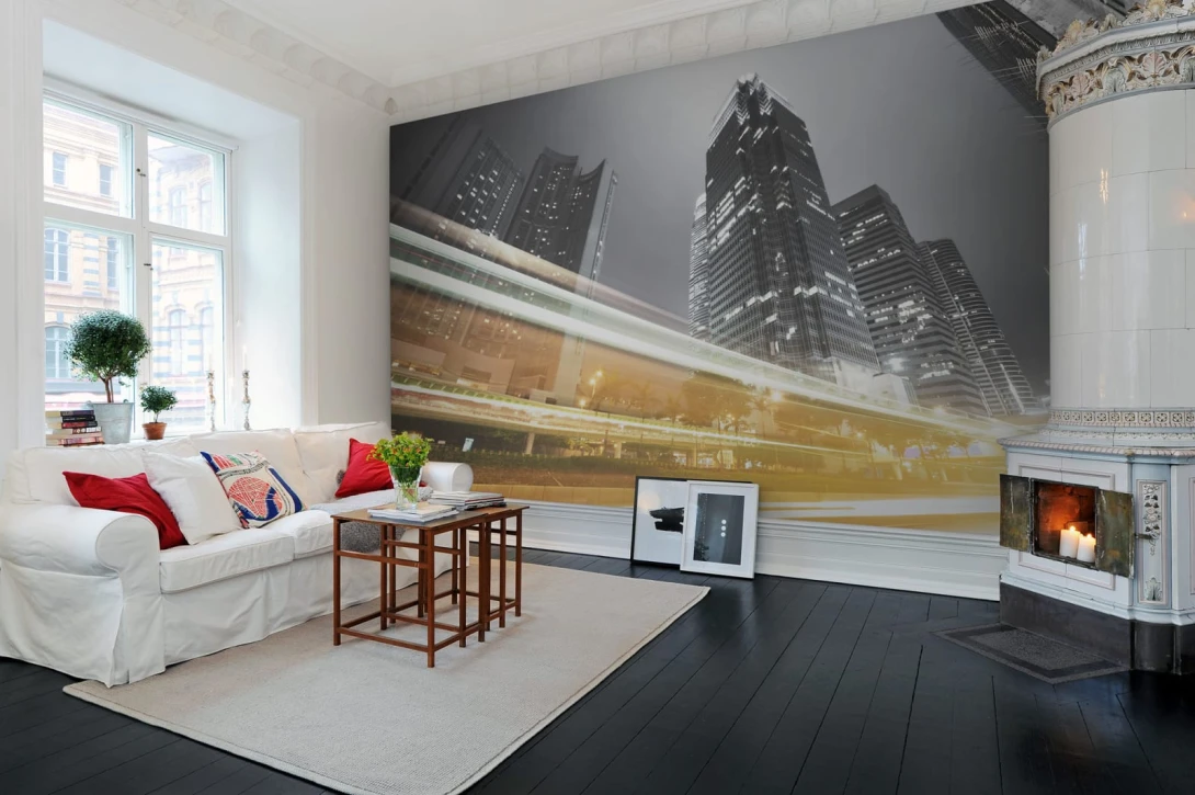 Rebel Walls R11551 Panorama Speed of Light - mural światła uliczne