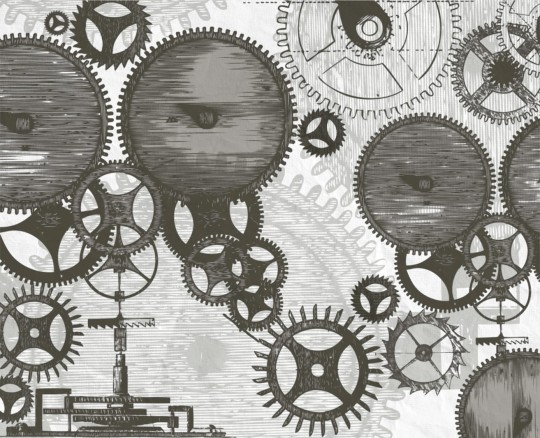Rebel Walls R12271 Panorama Cogwheel - mural w zębatki