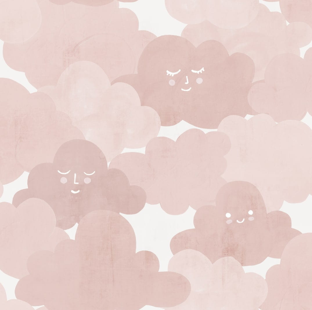 Rebel Walls R18141 Dreamland Kids Happy Cloud Pink - tapeta chmury