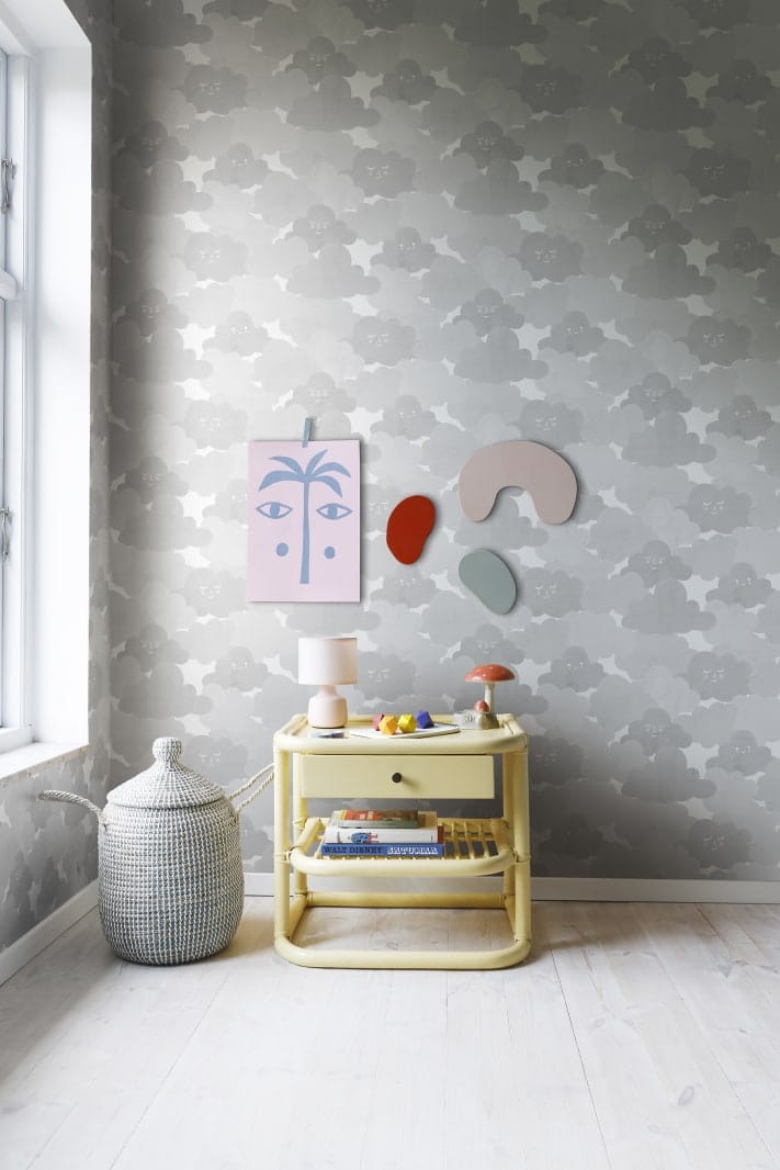 Rebel Walls R18143 Dreamland Kids Happy Cloud Graphite - tapeta chmury