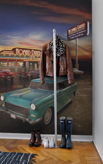 Rebel Walls R11841 Panorama Nomad Diner - mural samochód