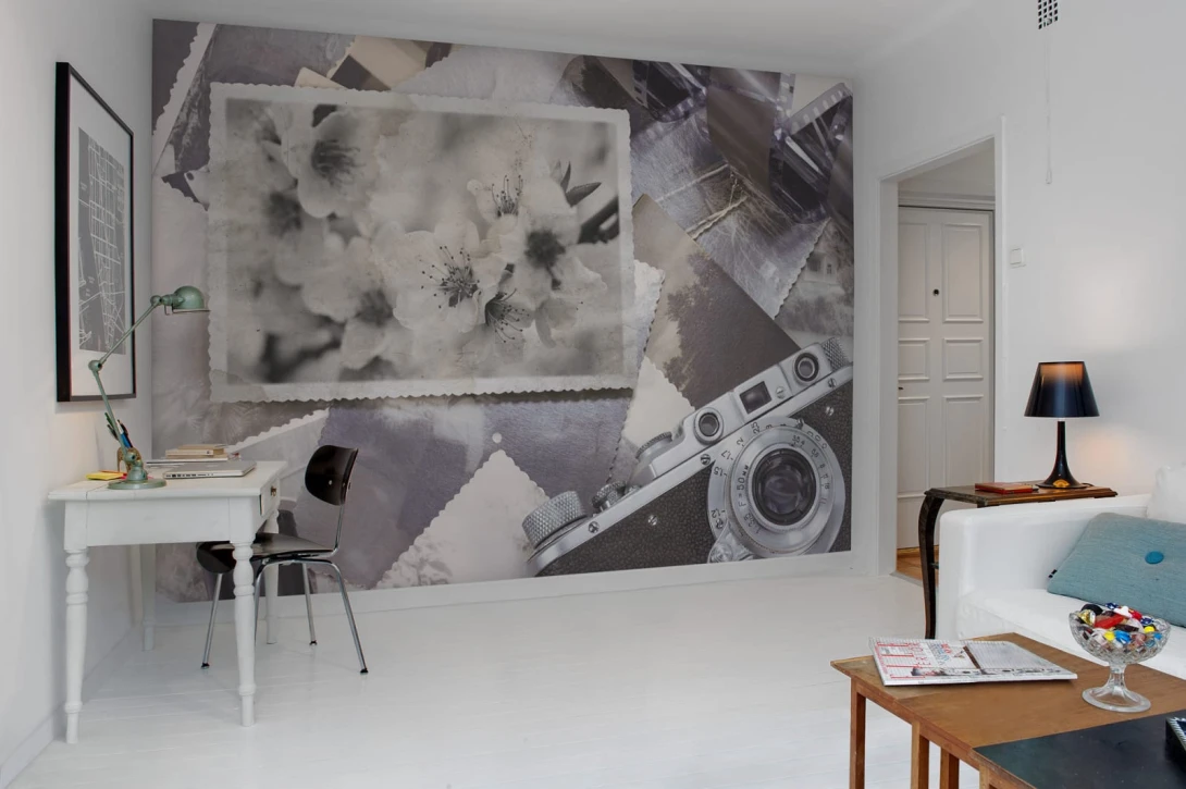 Rebel Walls R12421 Panorama Snapshot Memories - mural z pocztówką