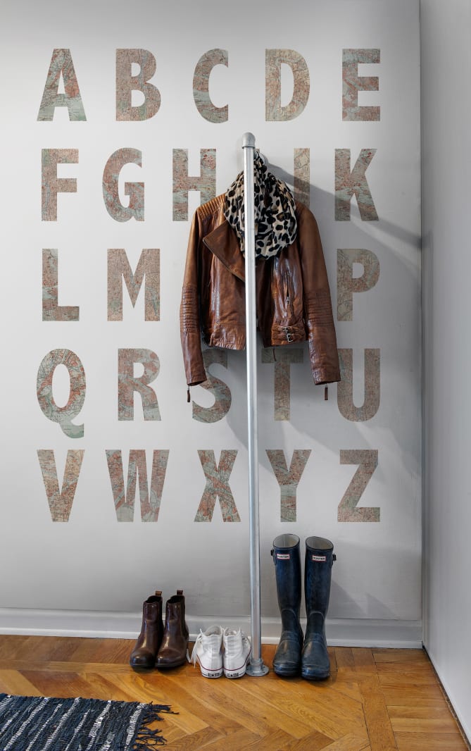 Rebel Walls R10891 Panorama Map Alphabet - mural litery