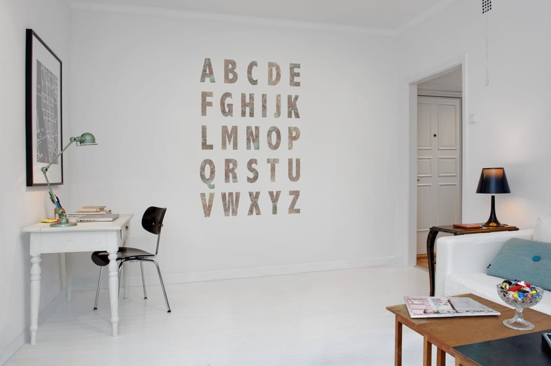 Rebel Walls R10891 Panorama Map Alphabet - mural litery