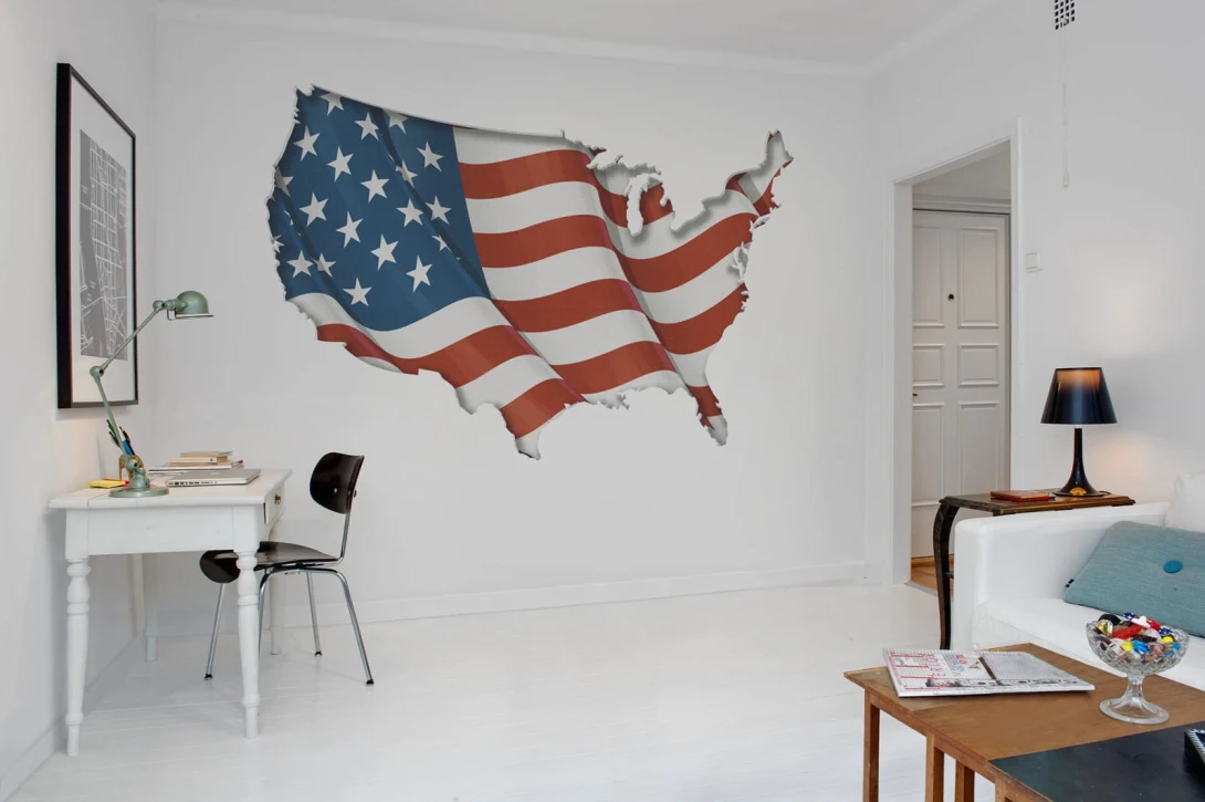 Rebel Walls R12631 Panorama Old Glory - mural mapa Stanów Zjednoczonych