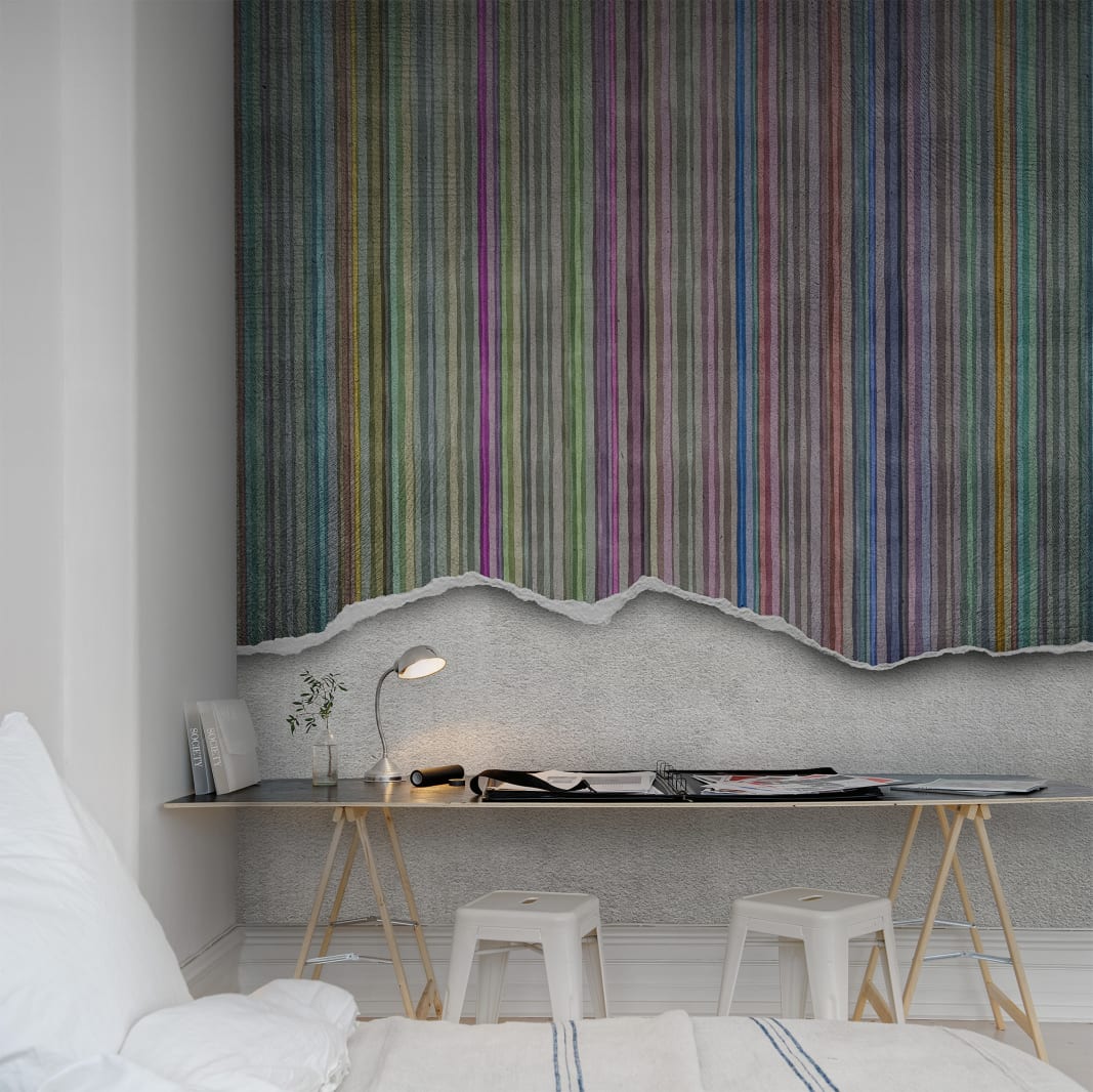 Rebel Walls R10362 Kids WORN WALL, MULTI STRIPE - mural w kolorowe paski