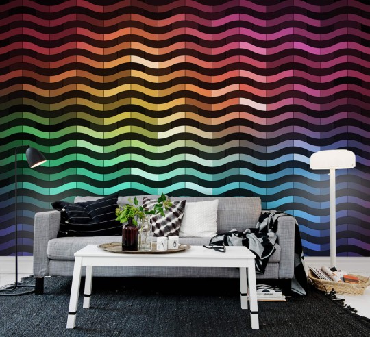 Rebel Walls R12411 Panorama Rainbowwave - mural kolorowe fale