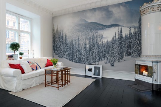 Rebel Walls R11571 Panorama Winter - mural z ośnieżonymi górami