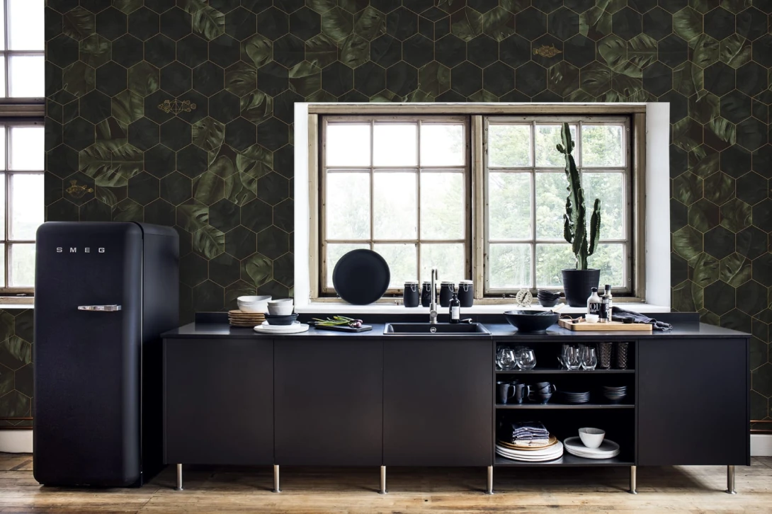 Rebel Walls R17181 Surfaces HEXAGON LEAVES - mural liście