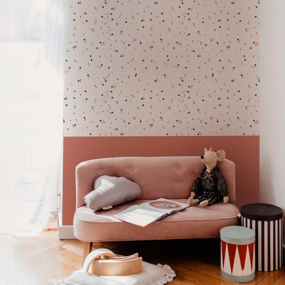 Dekornik DEKO.TAP.243 Simple Dots Minimini Cinnamon Blue - tapeta w kolorowe kropki