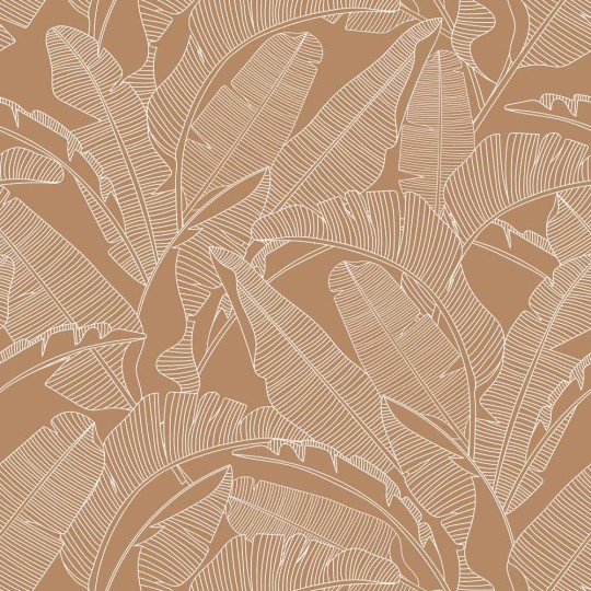 Dekornik DEKO.TAP.273 Classic Big Palm Leaves Cinnamon - tapeta w liście bananowca