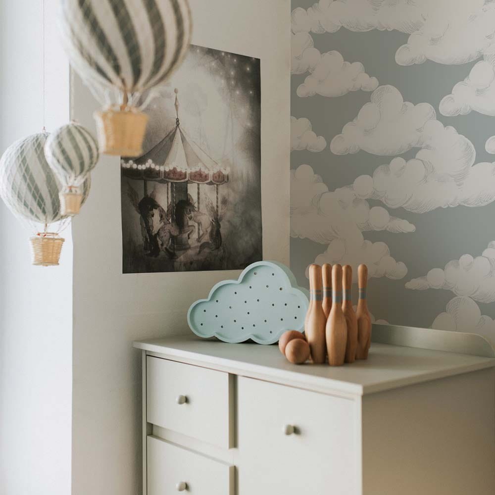 Dekornik DEKO.TAP.284 Classic Velveteen Clouds Gray Blue - tapeta w chmury