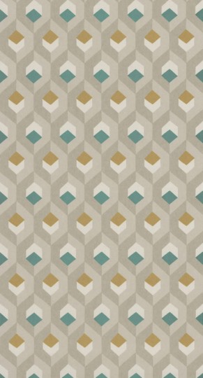 Tapeta Casadeco Helsinki HELS 8205 74 07 Hexacube Beige/Vert