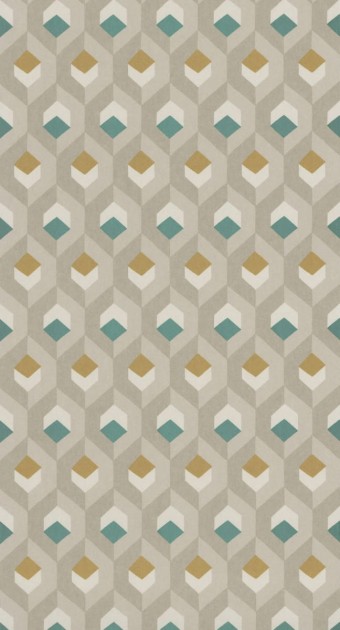 Tapeta Casadeco Helsinki HELS 8205 74 07 Hexacube Beige/Vert