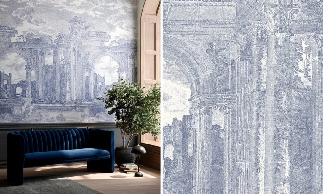 Arte 42561 Sculptura Rovine Denim Blue - mural z panoramą ruin greckich