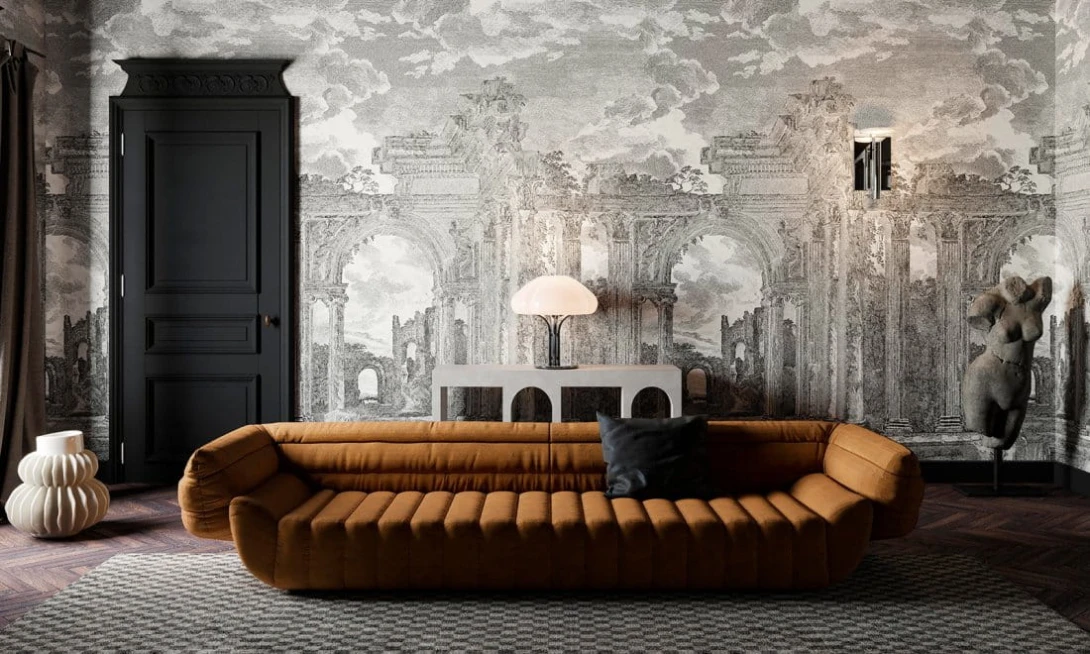 Arte 42561 Sculptura Rovine Denim Blue - mural z panoramą ruin greckich