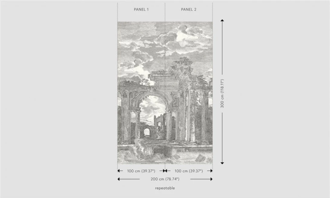 Arte 42561 Sculptura Rovine Denim Blue - mural z panoramą ruin greckich