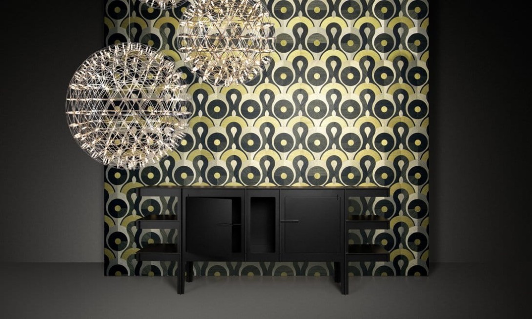Arte MO4012 Moooi Wallcovering Memento Moooi Queen Cobra Peridot - tapeta geometryczna w koła