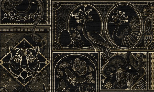 Arte MO4040 Moooi Wallcovering Memento Moooi Golden Tiger Ebony - tapeta w zwierzęta
