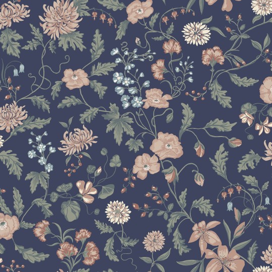 Sandberg S10167 Huset i Solen Till Karin Midnight Blue - tapeta w kwiaty