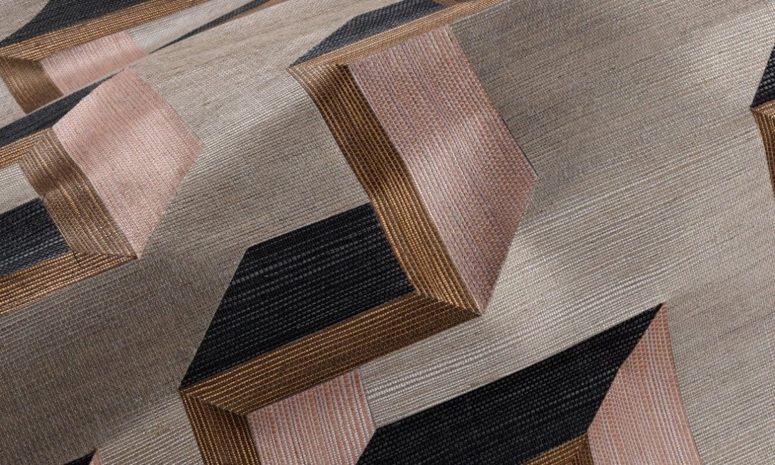 Arte 72702 Marqueterie Detour Copper Pink - tapeta geometryczna 3D
