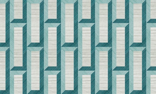 Arte 72721 Marqueterie Biseau Turquoise Teal - tapeta geometryczna 3D