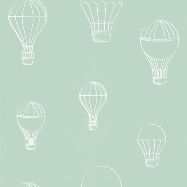 Caselio 103467078 Autour Du Monde Voyager Menthe - tapeta latające balony