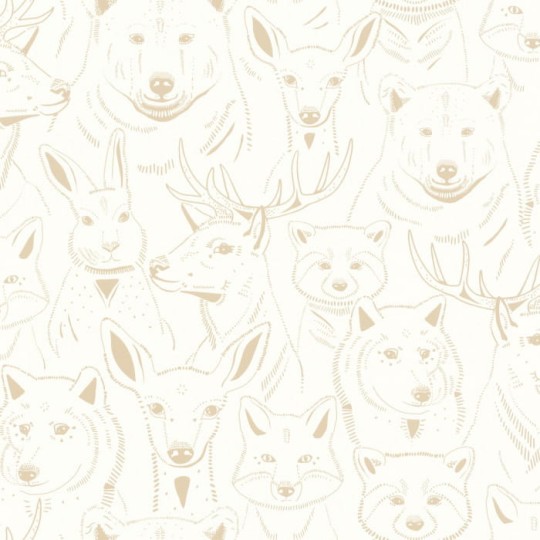 Caselio 103521012 Autour Du Monde S’amuser Beige - tapeta leśne zwierzątka