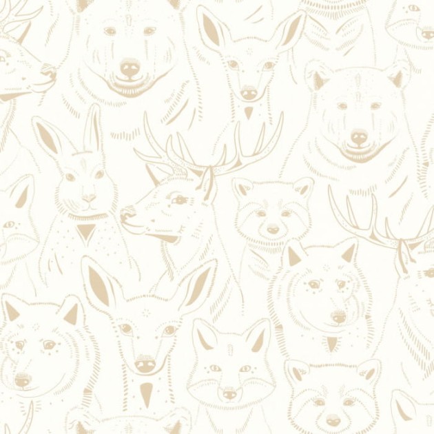 Caselio 103521012 Autour Du Monde S’amuser Beige - tapeta leśne zwierzątka