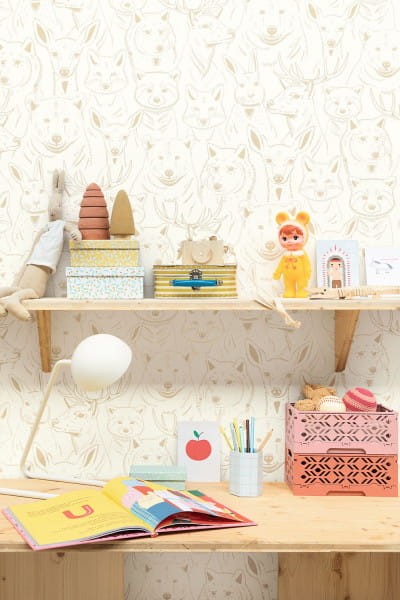 Caselio 103521012 Autour Du Monde S’amuser Beige - tapeta leśne zwierzątka