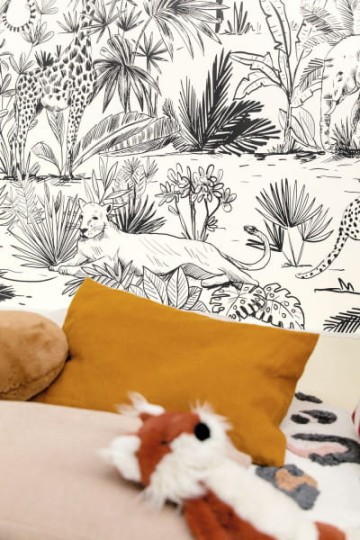 Caselio 103599003 Autour Du Monde Decouvrir Noir Et Blanc - mural dżungla