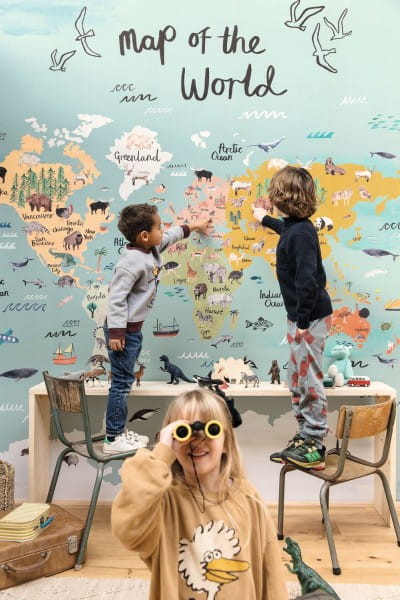 Caselio 103604501 Autour Du Monde Vagabonder Multicouleurs - mural mapa świata