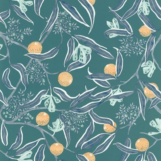 Caselio 103616066 Danae Eurydice Bleu Egee - tapeta w drzewka owocowe