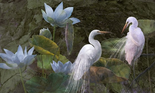 Wonderwall 35 0486 08 Bianco - mural żurawie